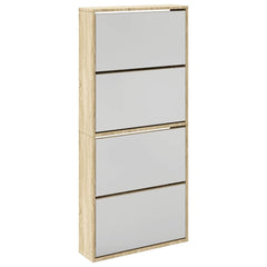 vidaXL Shoe Rack | Oak | Engineered wood, Mirror | 63x17x134 cm | Shoe Rack 2