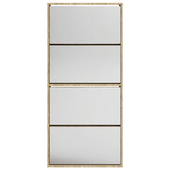 vidaXL Shoe Rack | Oak | Engineered wood, Mirror | 63x17x134 cm | Shoe Rack 4