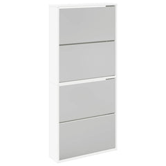 vidaXL Shoe Rack | White | Engineered wood, mirror | 63x17x134 cm | Shoe Cabinet 2