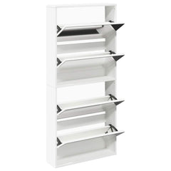 vidaXL Shoe Rack | White | Engineered wood, mirror | 63x17x134 cm | Shoe Cabinet 3