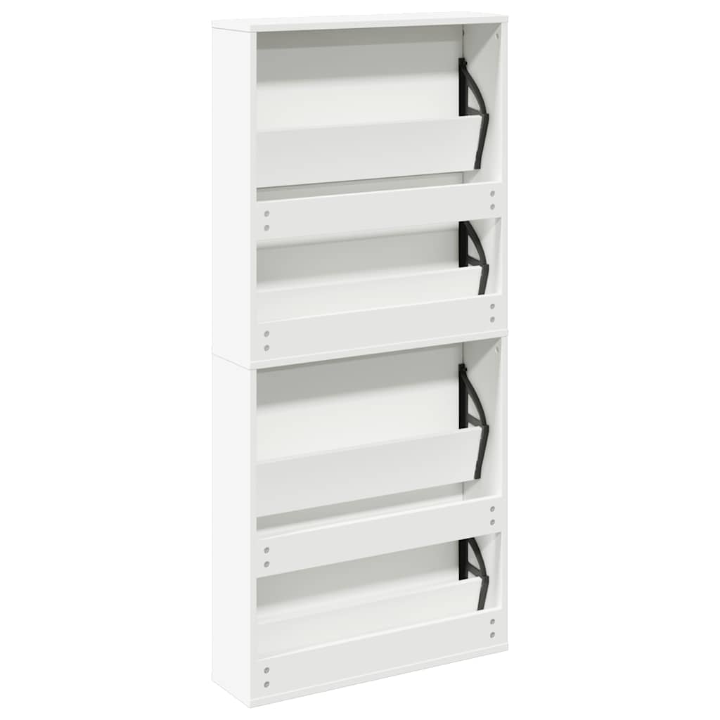 vidaXL Shoe Rack | White | Engineered wood, mirror | 63x17x134 cm | Shoe Cabinet 6