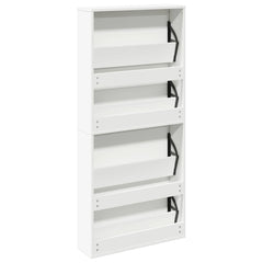 vidaXL Shoe Rack | White | Engineered wood, mirror | 63x17x134 cm | Shoe Cabinet 6