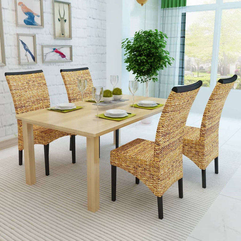 Dining Chairs 4 pcs Abaca and Solid Mango Wood