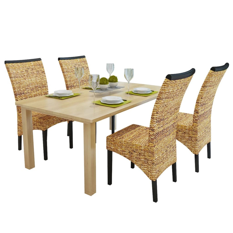 Dining Chairs 4 pcs Abaca and Solid Mango Wood