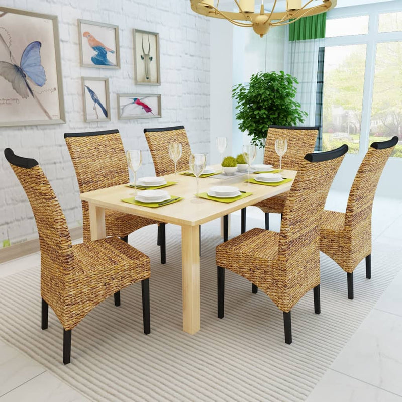 Dining Chairs 6 pcs Abaca and Solid Mango Wood