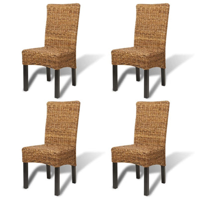 Dining Chairs 4 pcs Abaca and Solid Mango Wood