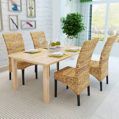 Dining Chairs 4 pcs Abaca and Solid Mango Wood