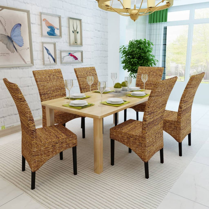 Dining Chairs 6 pcs Abaca and Solid Mango Wood