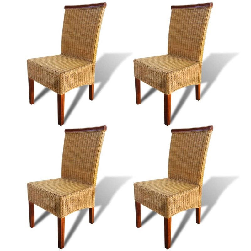 Dining Chairs 4 pcs Brown Natural Rattan