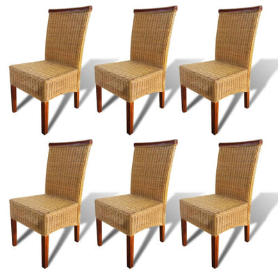 Dining Chairs 6 pcs Brown Natural Rattan