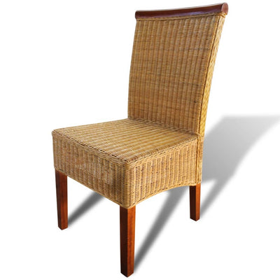 Dining Chairs 6 pcs Brown Natural Rattan