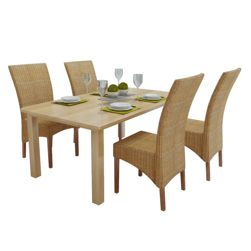 Dining Chairs 4 pcs Brown Natural Rattan