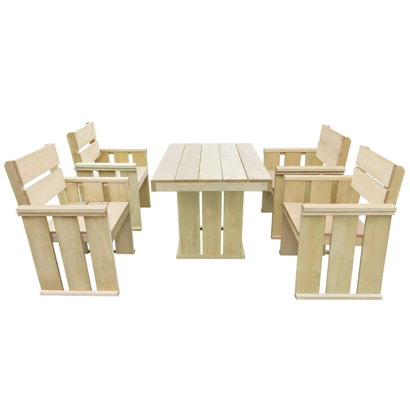 5 Piece Outdoor Dining Set Impregnated Pinewood