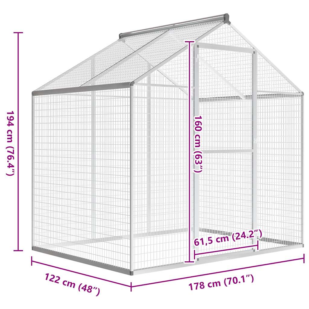 Outdoor Aviary Aluminium 178 cm 194 cm 122 cm