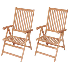 Reclining Folding Chairs Solid Teak Wood 2