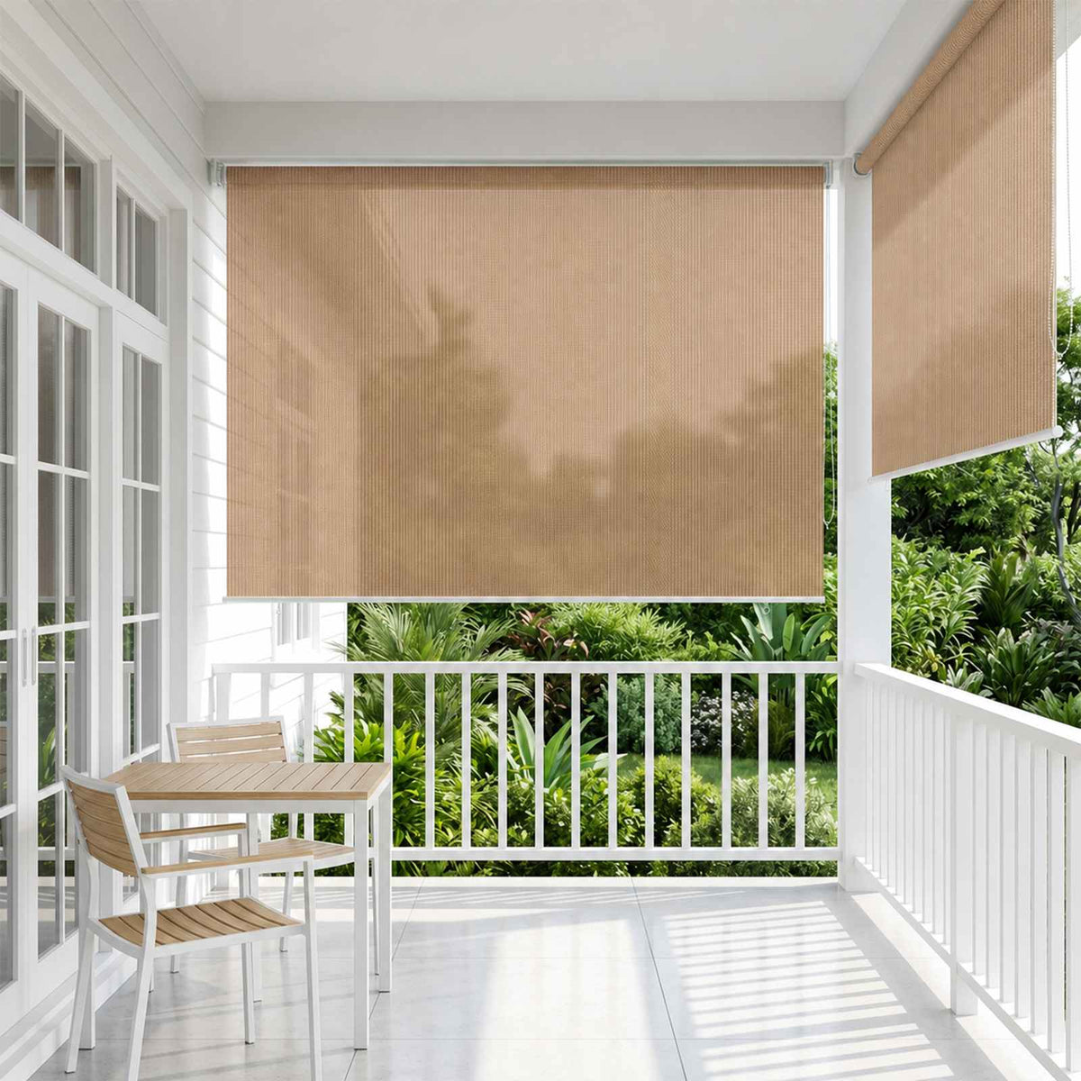 Outdoor Roller Blind 145(W)x140(H) cm Beige, image 3