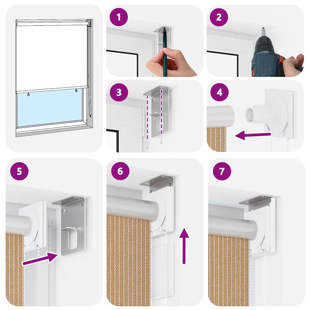 vidaXL Outdoor Roller Blind 125(W)x230(H) cm Beige 6