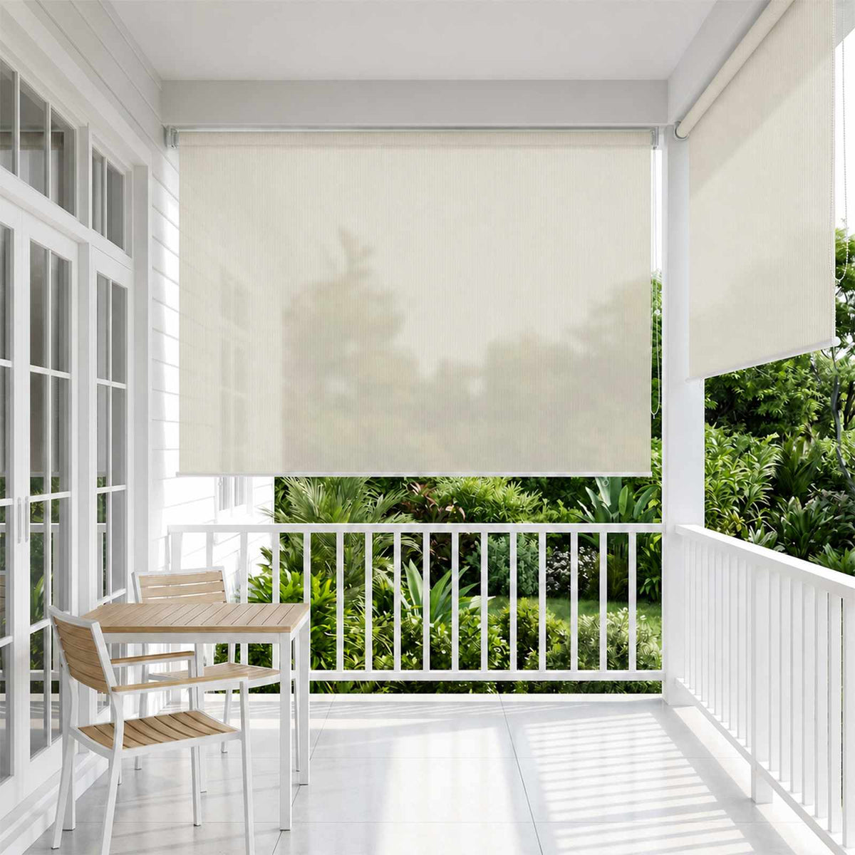 Outdoor Roller Blind Drop Cream