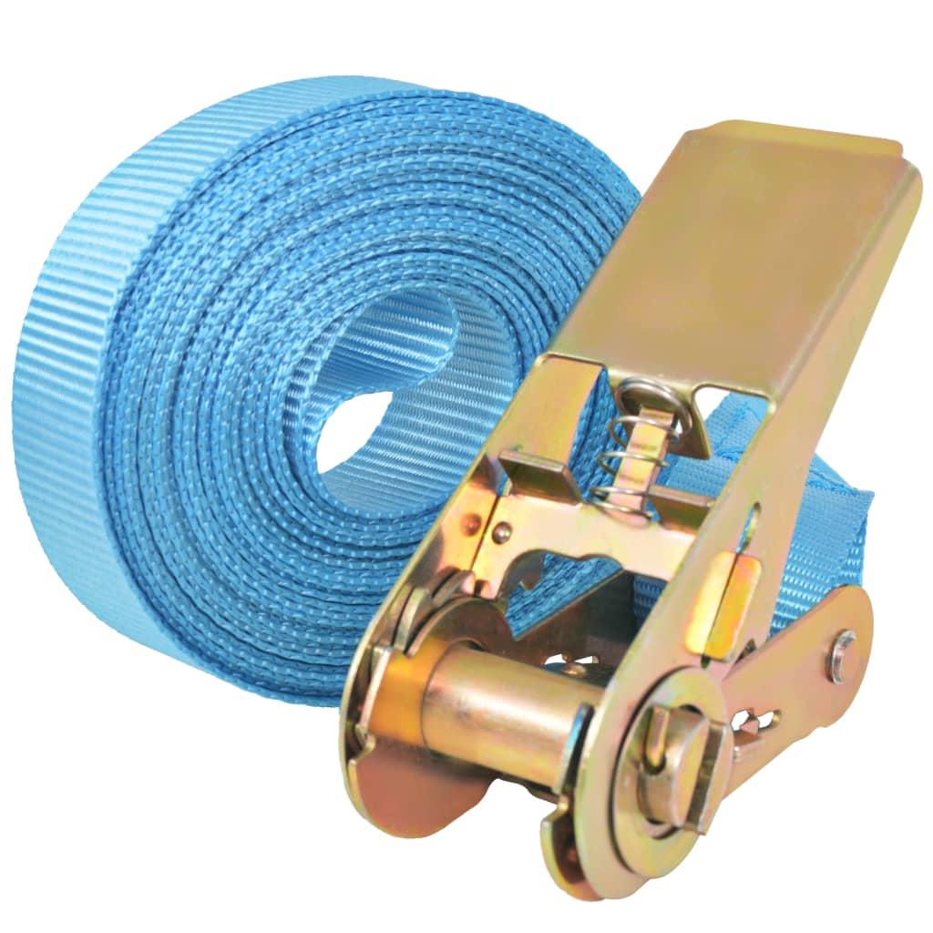 vidaXL Ratchet Tie Down Straps 10 pcs 0.8 Tonnes 4mx25mm Blue 2