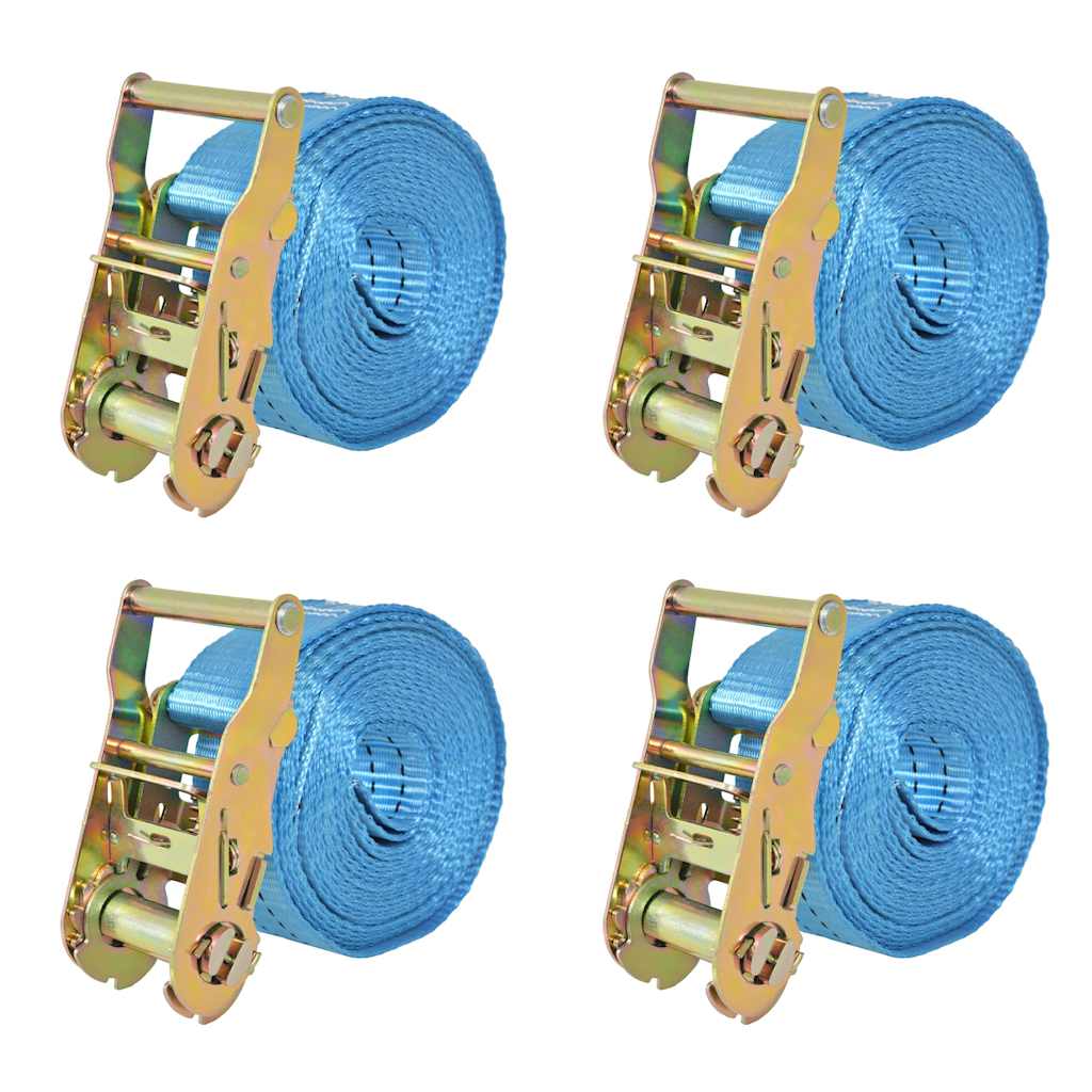 vidaXL Ratchet Tie Down Straps 4 pcs 2 Tonnes 6mx38mm Blue 1