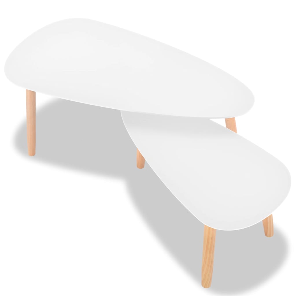 vidaXL Coffee Table | Set of 2 | White | Solid pinewood, MDF | Medium | Durable 5