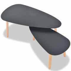 vidaXL Coffee Table | Set of 2 | Black | Solid pinewood legs, MDF tabletop 5