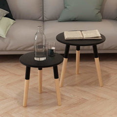 vidaXL Side Table Set 2 Pieces Solid Pinewood Black 1