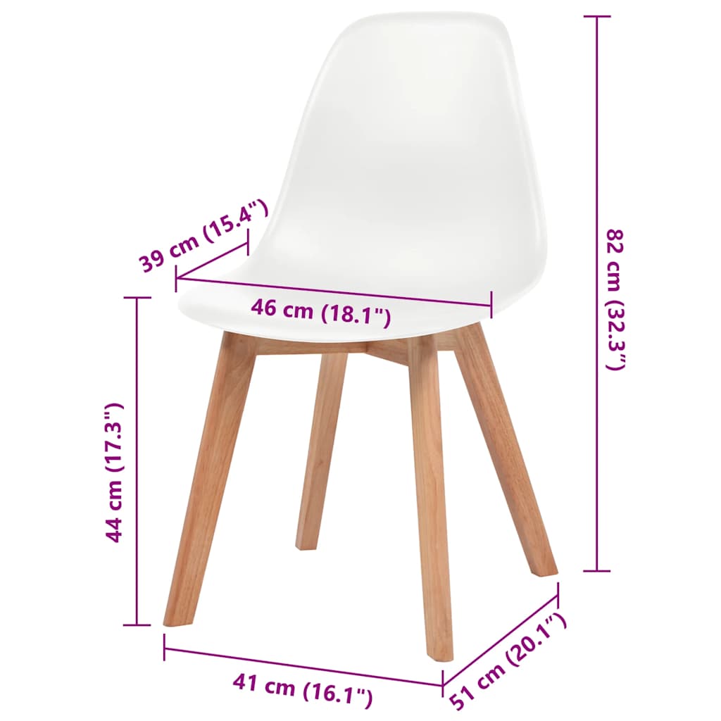 vidaXL Dining Chairs 6 pcs White Plastic 6