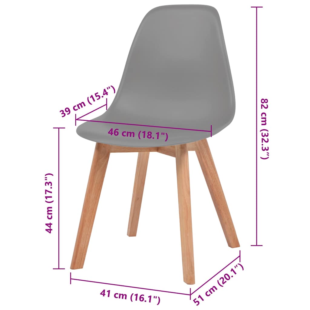 vidaXL Dining Chairs 4 pcs Grey Plastic 6