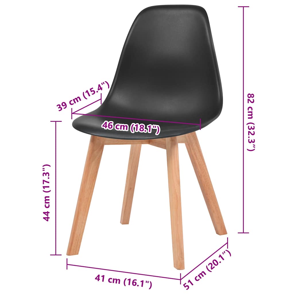 vidaXL Dining Chairs 4 pcs Black Plastic 6