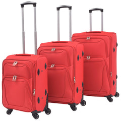 vidaXL 3 Piece Soft Case Trolley Set Red 1