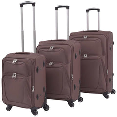 vidaXL 3 Piece Soft Case Trolley Set Coffee 1