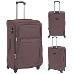 vidaXL 3 Piece Soft Case Trolley Set Coffee 2