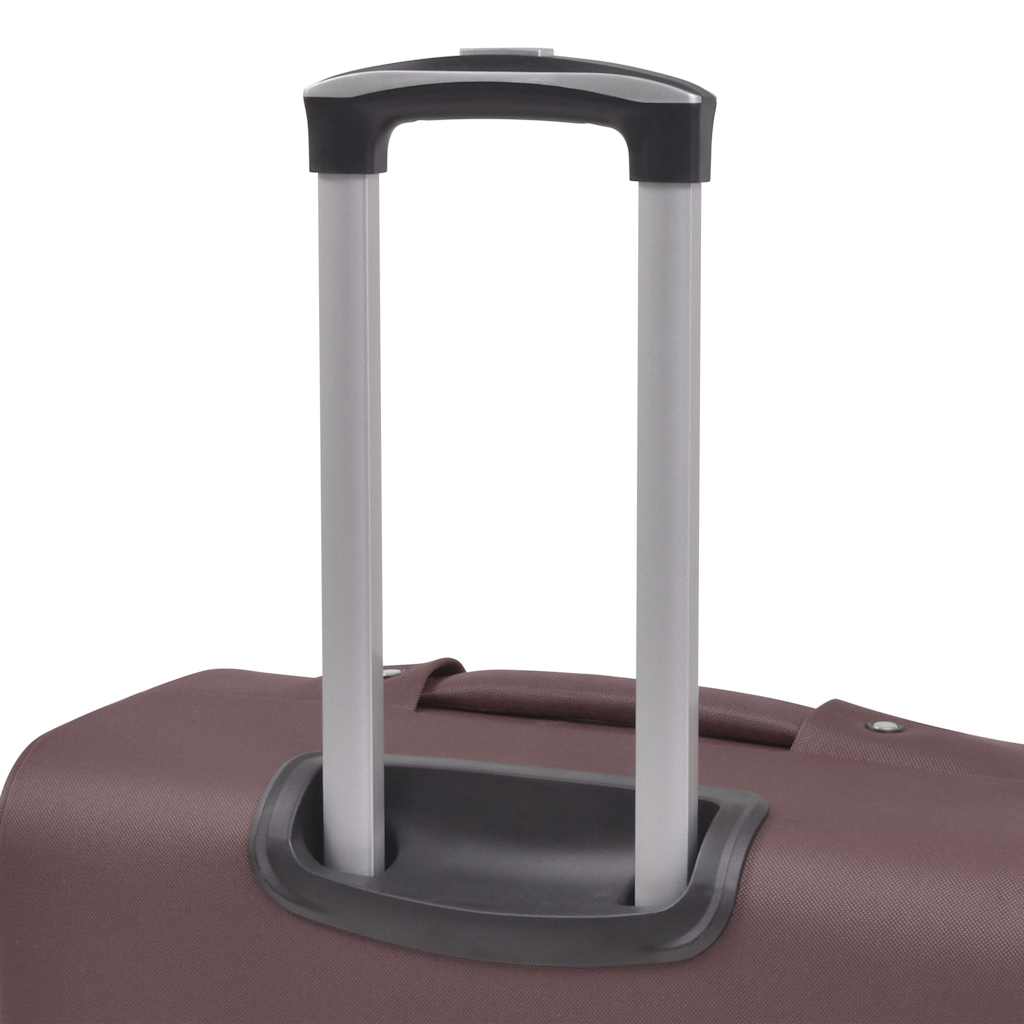 vidaXL 3 Piece Soft Case Trolley Set Coffee 4