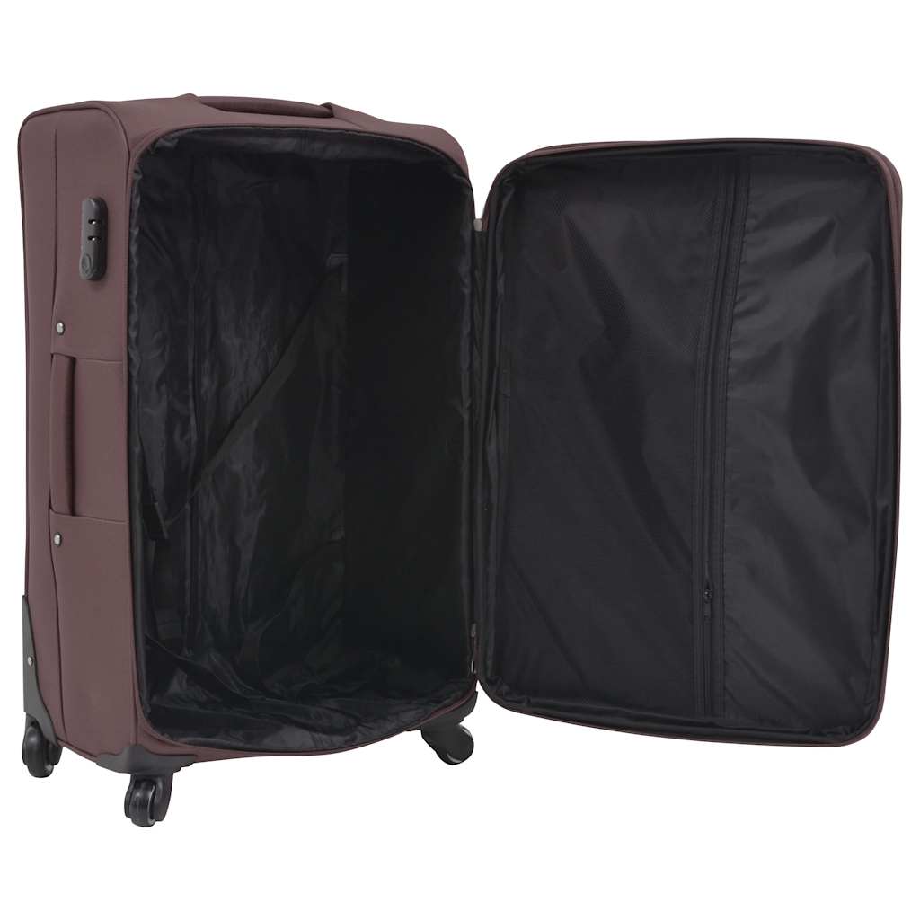vidaXL 3 Piece Soft Case Trolley Set Coffee 6