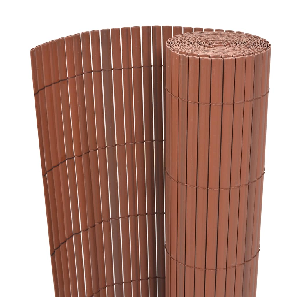 vidaXL Double-Sided Garden Fence PVC 90x500 cm Brown 1