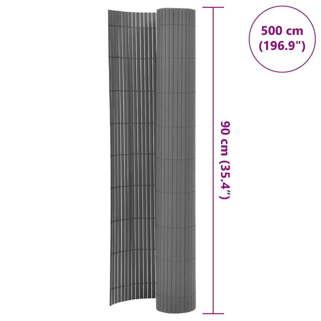vidaXL Double-Sided Garden Fence PVC 90x500 cm Grey 6