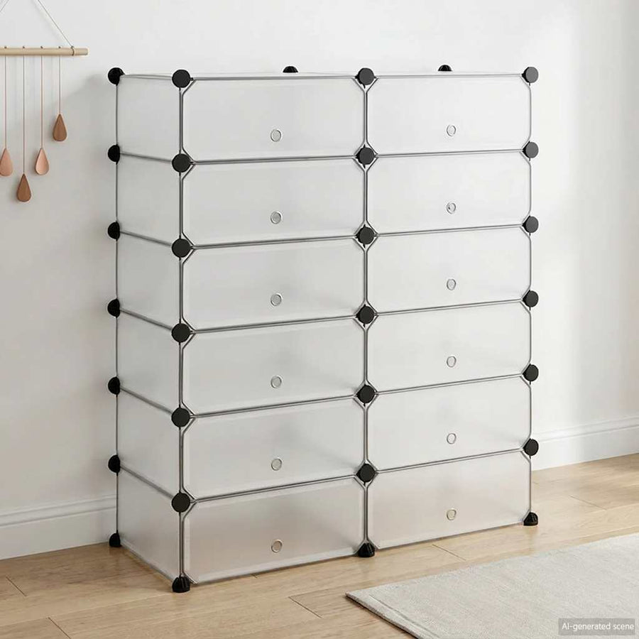 244921 vidaXL Interlocking Shoe Organiser with 12 Compartments White 1