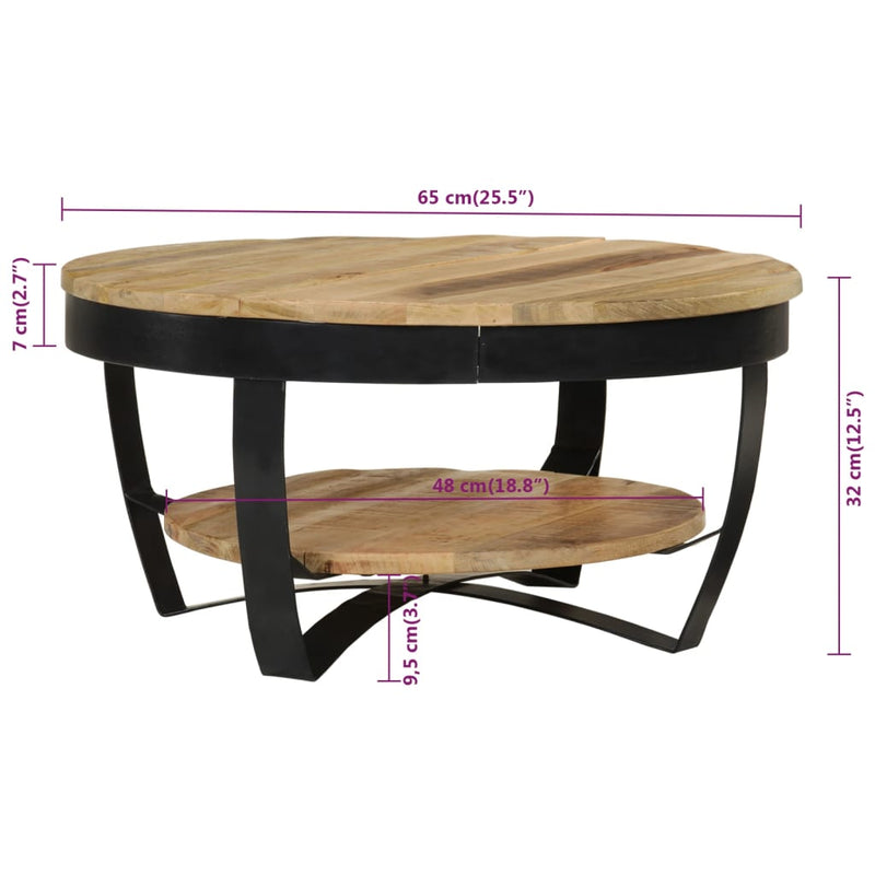 Coffee Table Solid Rough Mango Wood 65x32 cm