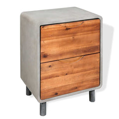 244994 vidaXL Nightstand Concrete Solid Acacia Wood 40x30x50 cm 2