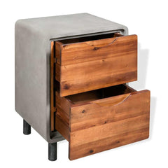244994 vidaXL Nightstand Concrete Solid Acacia Wood 40x30x50 cm 4