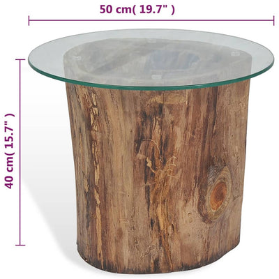 Coffee Table Teak Glass 50x40 cm