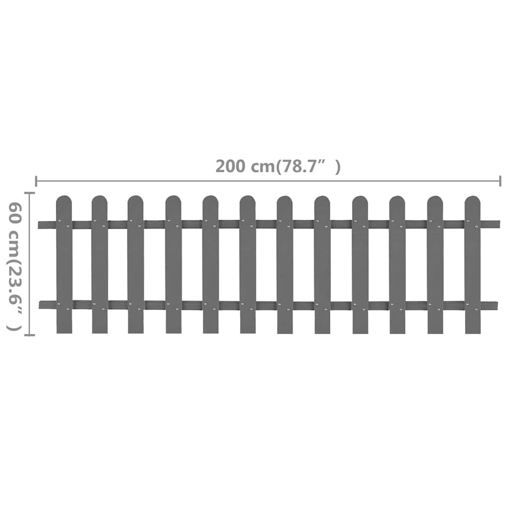 Picket Fence WPC 200x60 cm Grey 60 cm