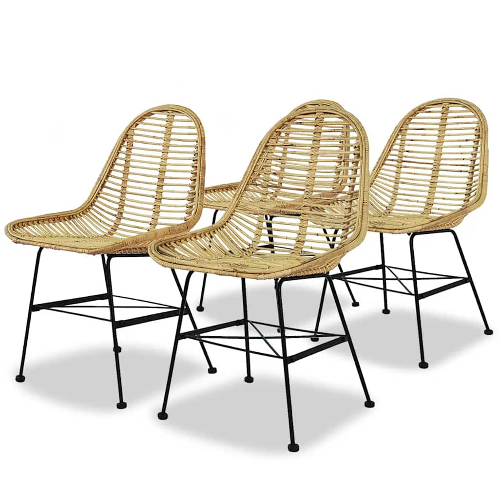 vidaXL Dining Chairs 4 pcs Natural Rattan 1