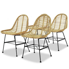 vidaXL Dining Chairs 4 pcs Natural Rattan 1