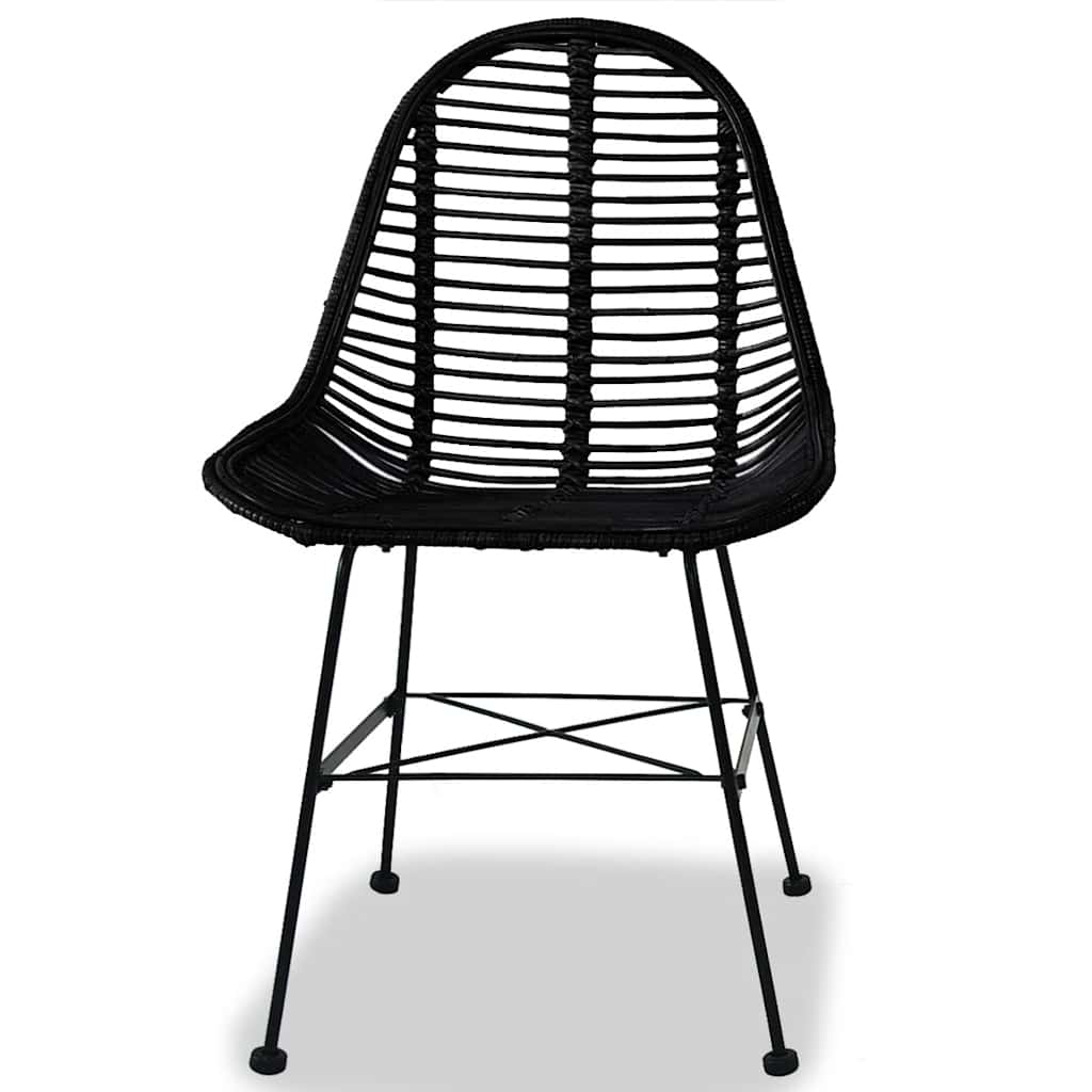 vidaXL Dining Chairs 4 pcs Black Natural Rattan 2