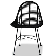 vidaXL Dining Chairs 4 pcs Black Natural Rattan 2