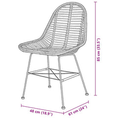 vidaXL Dining Chairs 4 pcs Black Natural Rattan 5