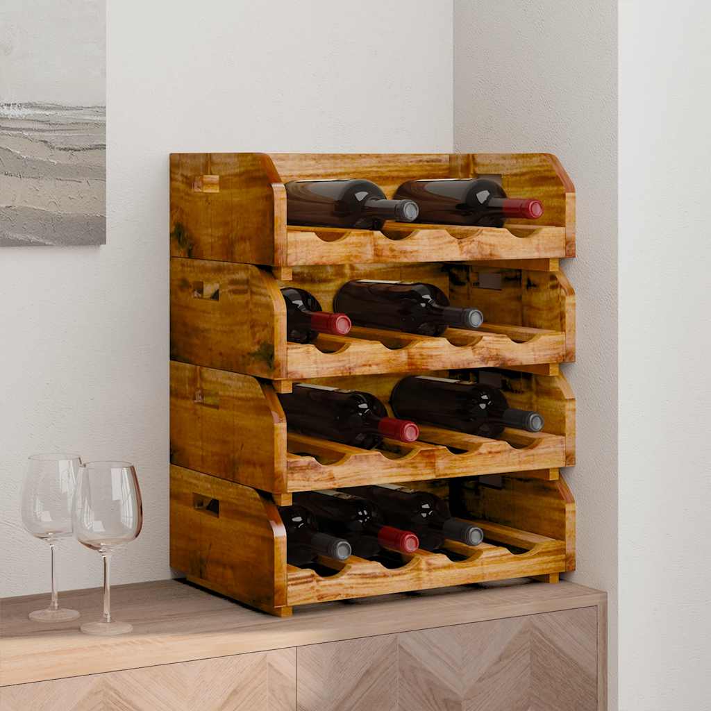 vidaXL Wine Racks 4 pcs for 16 Bottles Solid Mahogany Wood 1