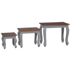 Nesting Table 3 pcs Brown Solid Mahogany wood Brown and white